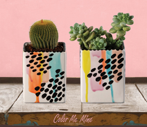 Edina - Color Me Mine Drippy Square Planters