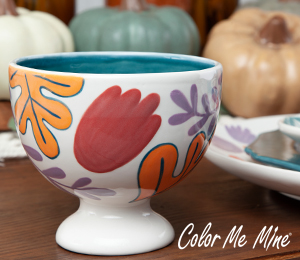 Edina - Color Me Mine Floral Pedestal Bowl