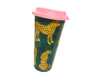 Edina - Color Me Mine Cheetah Travel Mug